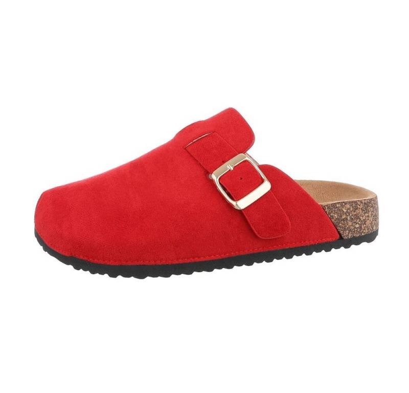 Ital-Design Eleganter Damenschuh mit Schnalle für Alltag und Freizeit Pantolette (85275920) Flach Pantoletten in Rot von Ital-Design