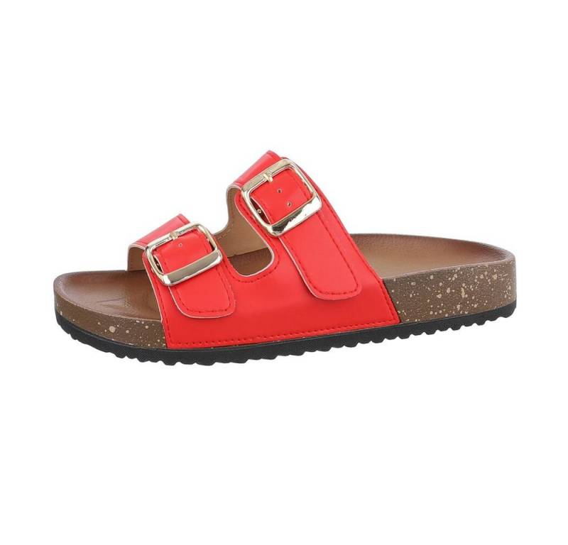 Ital-Design Damen Mules Freizeit Pantolette (85744196) Flach Pantoletten in Rot von Ital-Design
