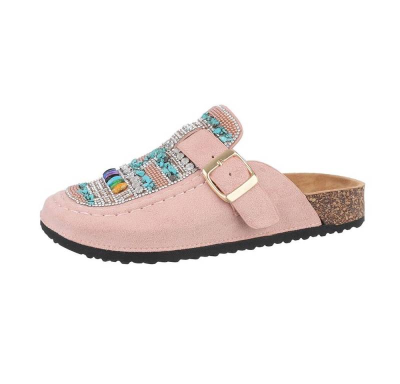Ital-Design Damen Mules Freizeit Pantolette (85878255) Flach Pantoletten in Altrosa von Ital-Design