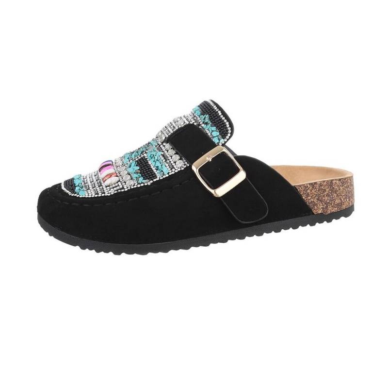 Ital-Design Damen Mules Freizeit Pantolette (85878275) Flach Pantoletten in Schwarz von Ital-Design