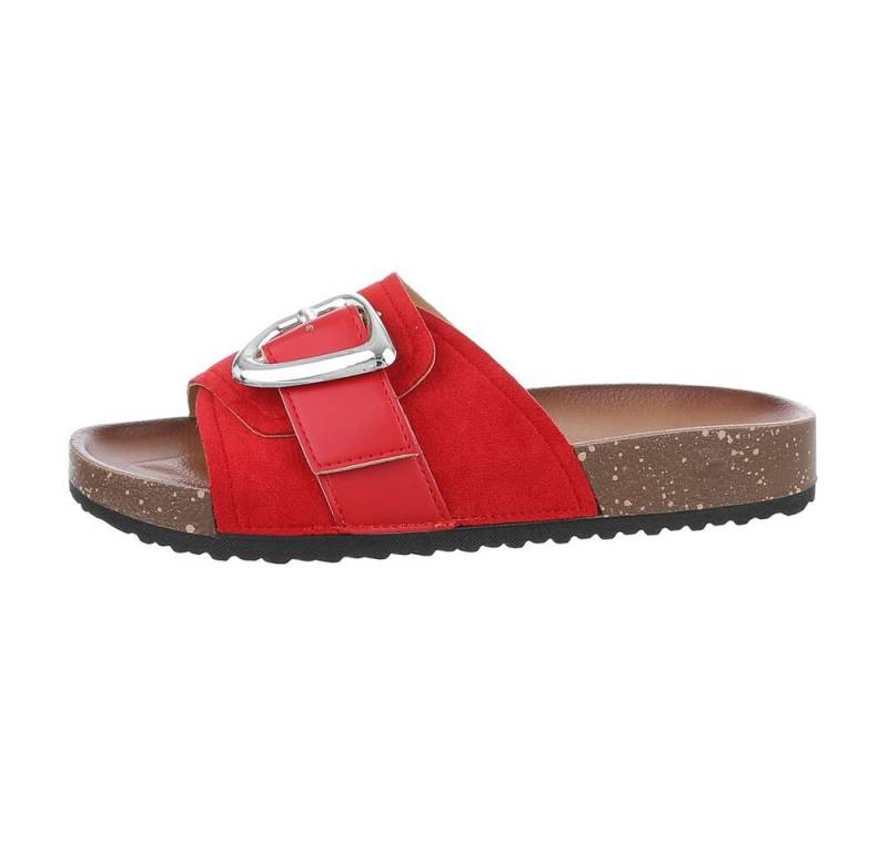 Ital-Design Damen Mules Freizeit Pantolette (85878286) Flach Pantoletten in Rot von Ital-Design