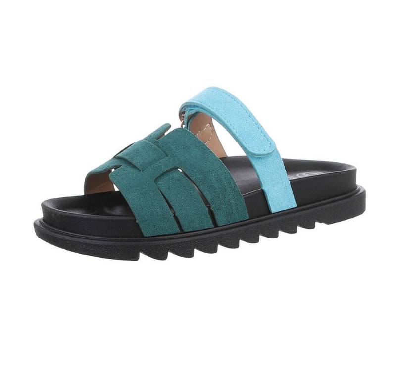 Ital-Design Damen Mules Freizeit Pantolette (86192779) Flach Pantoletten in Blau von Ital-Design