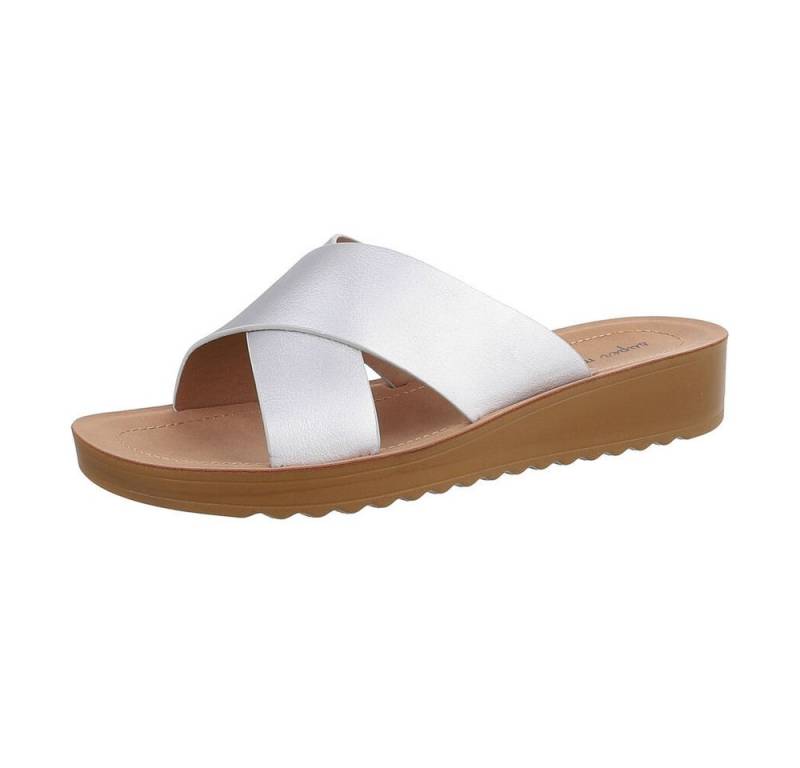 Ital-Design Damen Mules Freizeit Pantolette (86345092) Keilabsatz/Wedge Keilsandaletten in Silber von Ital-Design