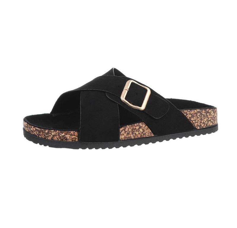 Ital-Design Damen Mules Freizeit Pantolette (86526943) Flach Pantoletten in Schwarz von Ital-Design