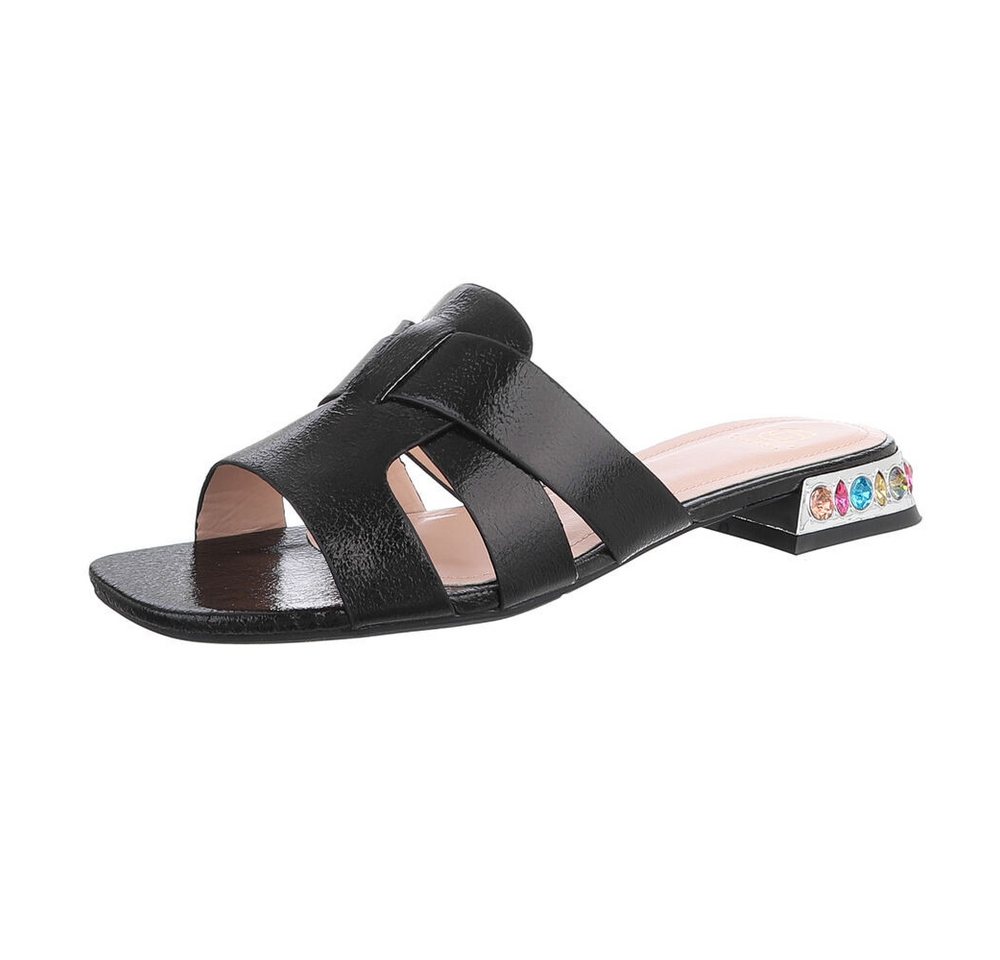 Ital-Design Damen Mules Freizeit Pantolette (86527220) Blockabsatz Pantoletten in Schwarz von Ital-Design
