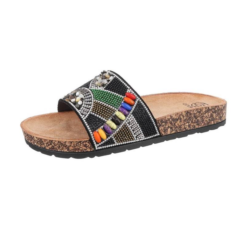 Ital-Design Damen Mules Freizeit Pantolette (86706242) Flach Pantoletten in Schwarz von Ital-Design