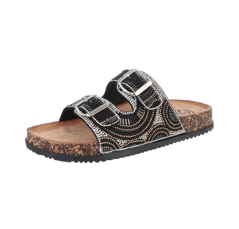 Ital-Design Damen Mules Freizeit Pantolette (86706352) Flach Pantoletten in Schwarz von Ital-Design