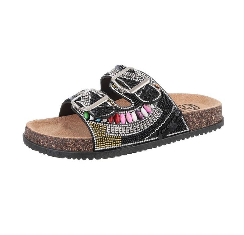 Ital-Design Damen Mules Freizeit Pantolette (86706527) Flach Pantoletten in Schwarz von Ital-Design