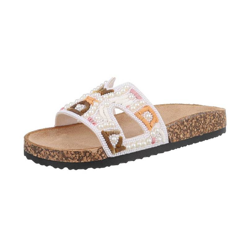 Ital-Design Damen Mules Freizeit Pantolette (86706618) Flach Pantoletten in Weiß von Ital-Design