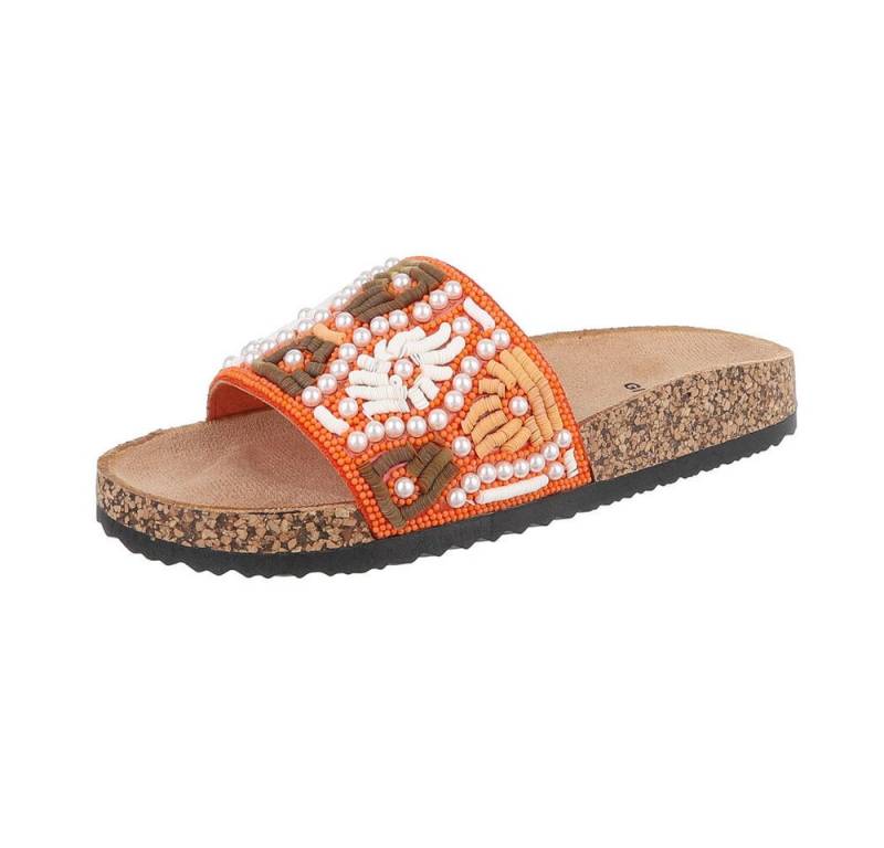 Ital-Design Damen Mules Freizeit Pantolette (86706643) Flach Pantoletten in Orange von Ital-Design