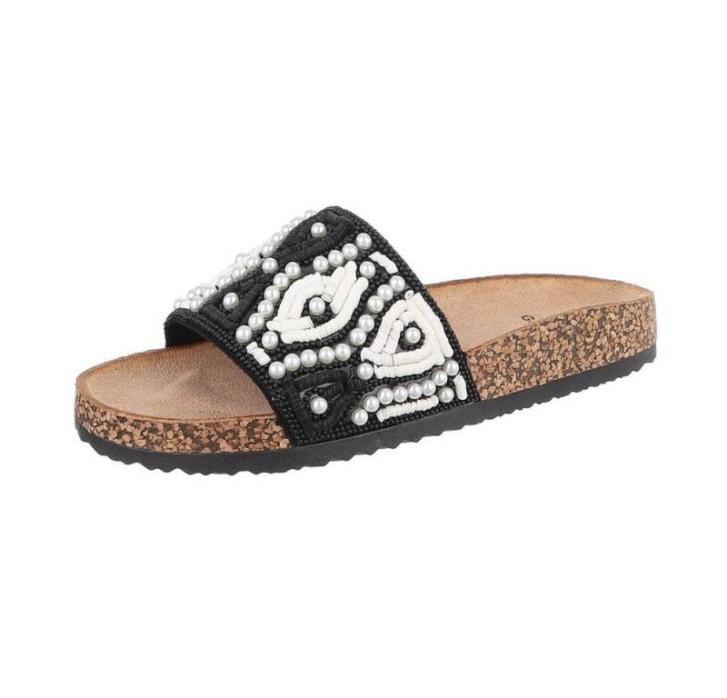 Ital-Design Damen Mules Freizeit Pantolette (86706659) Flach Pantoletten in Schwarz von Ital-Design