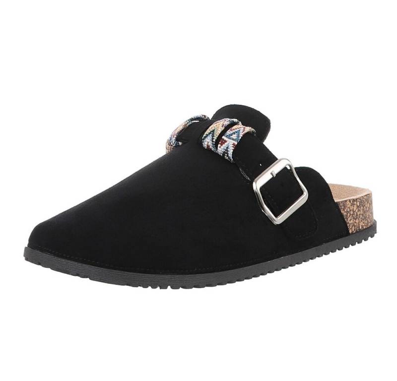 Ital-Design Damen Mules Freizeit Pantolette (88828359) Flach Pantoletten in Schwarz von Ital-Design