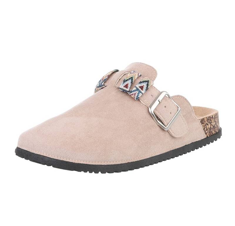 Ital-Design Damen Mules Freizeit Pantolette (88828365) Flach Pantoletten in Beige von Ital-Design