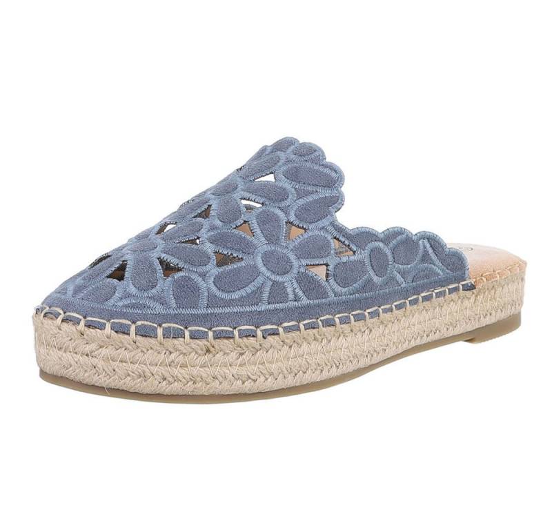 Ital-Design Damen Mules Freizeit Pantolette (88930272) Flach Pantoletten in Blau von Ital-Design