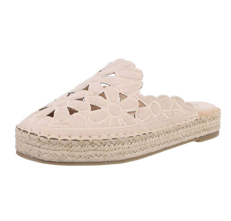 Ital-Design Damen Mules Freizeit Pantolette (88930294) Flach Pantoletten in Beige von Ital-Design