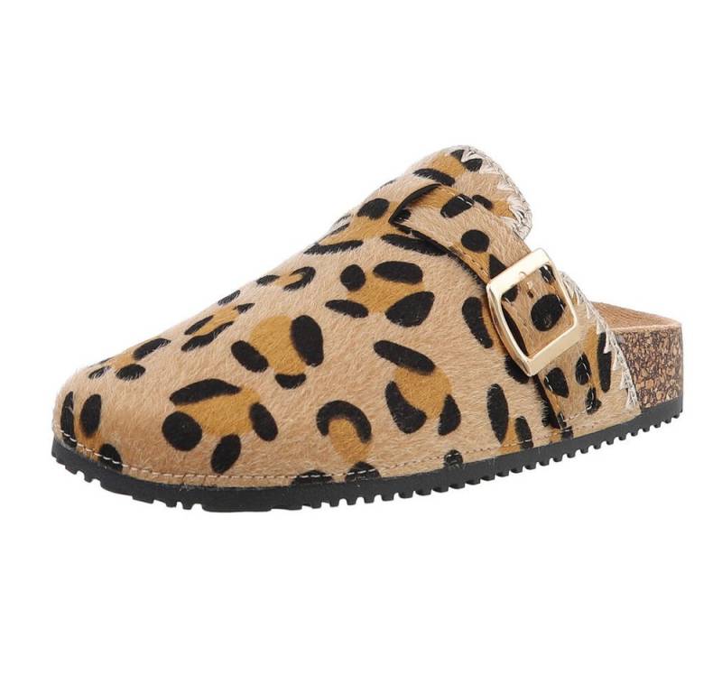 Ital-Design Damen Mules Freizeit Pantolette (88930304) Flach Pantoletten in Beige von Ital-Design