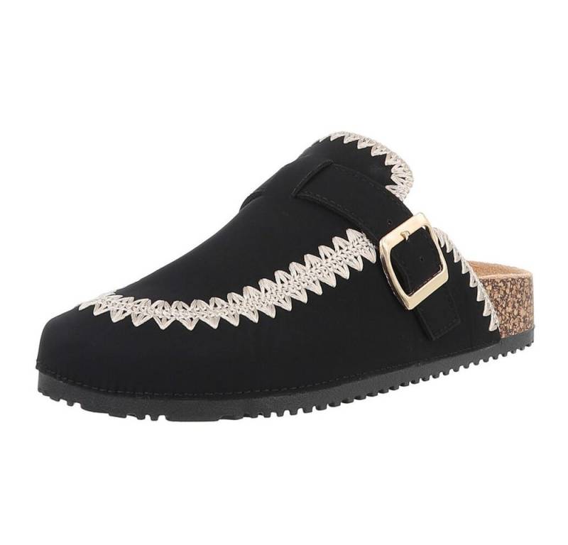 Ital-Design Damen Mules Freizeit Pantolette (88930350) Flach Pantoletten in Schwarz von Ital-Design