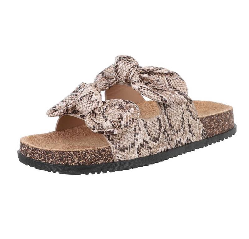 Ital-Design Bequeme Damen-Sandalen mit Bändern für den Sommer Pantolette (89368667) Flach Pantoletten in Beige von Ital-Design