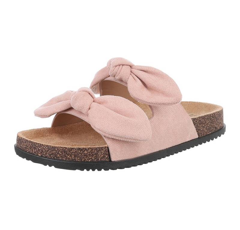 Ital-Design Bequeme Damen-Sandalen mit Bändern für den Sommer Pantolette (89368670) Flach Pantoletten in Hellrosa von Ital-Design