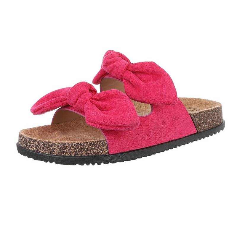 Ital-Design Bequeme Damen-Sandalen mit Bändern für den Sommer Pantolette (89368685) Flach Pantoletten in Pink von Ital-Design