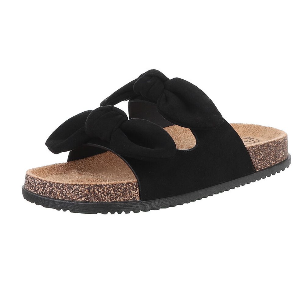 Ital-Design Bequeme Damen-Sandalen mit Bändern für den Sommer Pantolette (89368700) Flach Pantoletten in Schwarz von Ital-Design