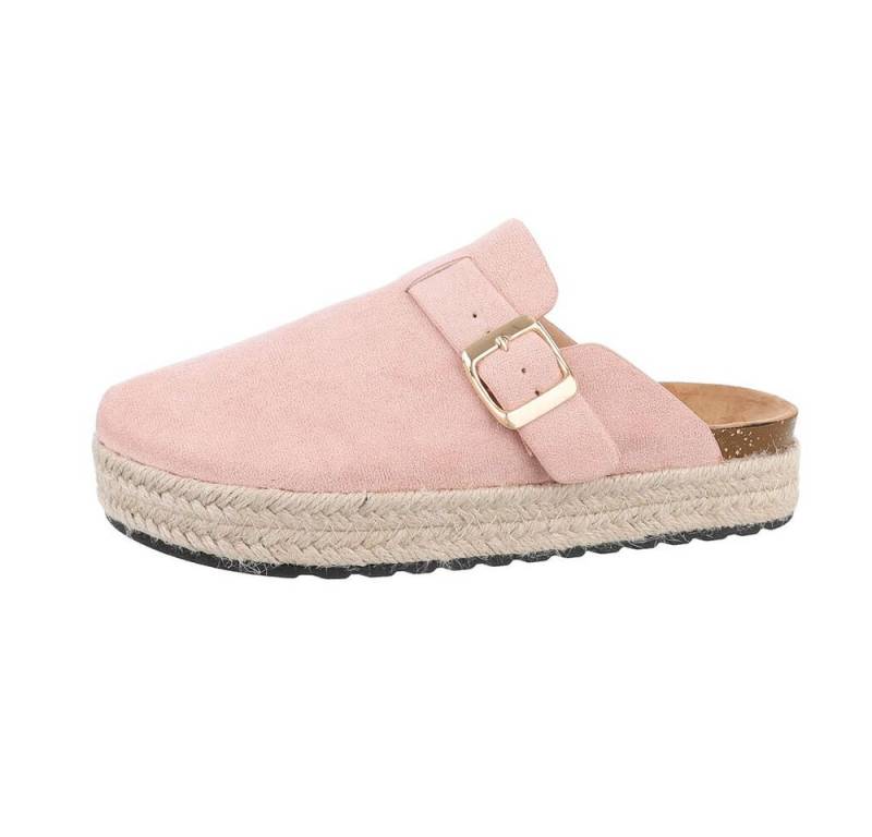 Ital-Design Damen Mules Freizeit Pantolette Flach Pantoletten in Altrosa von Ital-Design