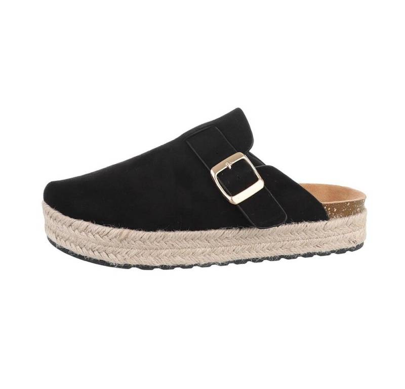 Ital-Design Damen Mules Freizeit Pantolette Flach Pantoletten in Schwarz von Ital-Design