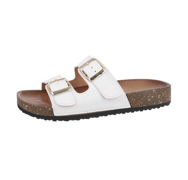 Ital-Design Damen Mules Freizeit Pantolette Flach Pantoletten in Weiß von Ital-Design