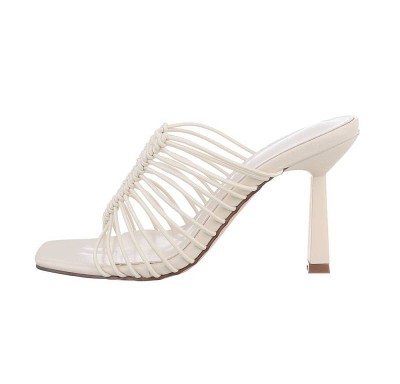 Ital-Design Damen Mules Freizeit Pantolette Pfennig-/Stilettoabsatz Sandalen & Sandaletten in Creme von Ital-Design