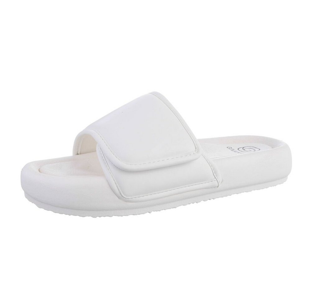 Ital-Design Damen Mules Freizeit Plateausandaletten (79631686) Flach Pantoletten in Weiß von Ital-Design