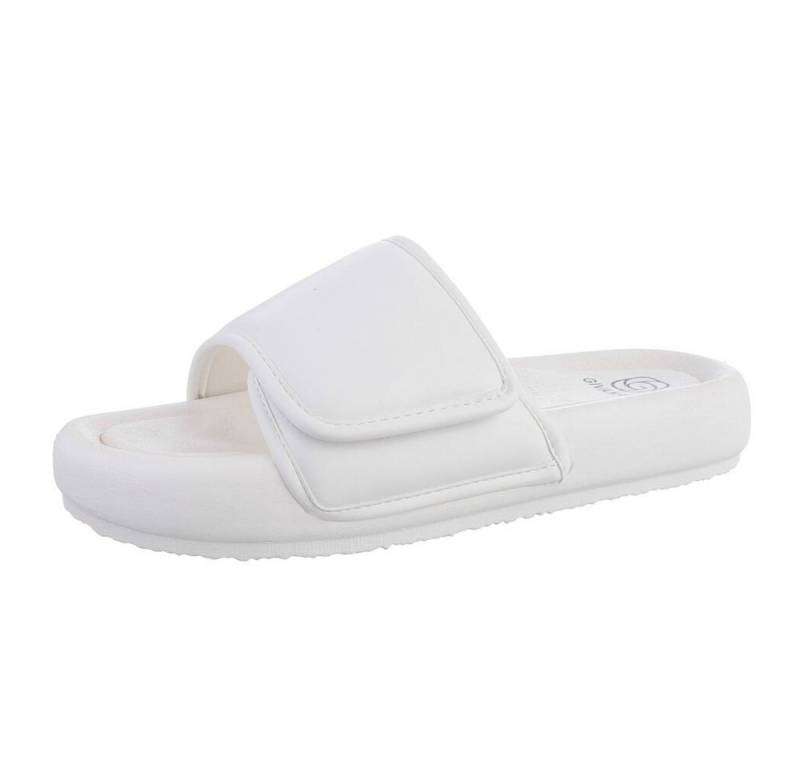 Ital-Design Damen Mules Freizeit Plateausandaletten (79631686) Flach Pantoletten in Weiß von Ital-Design