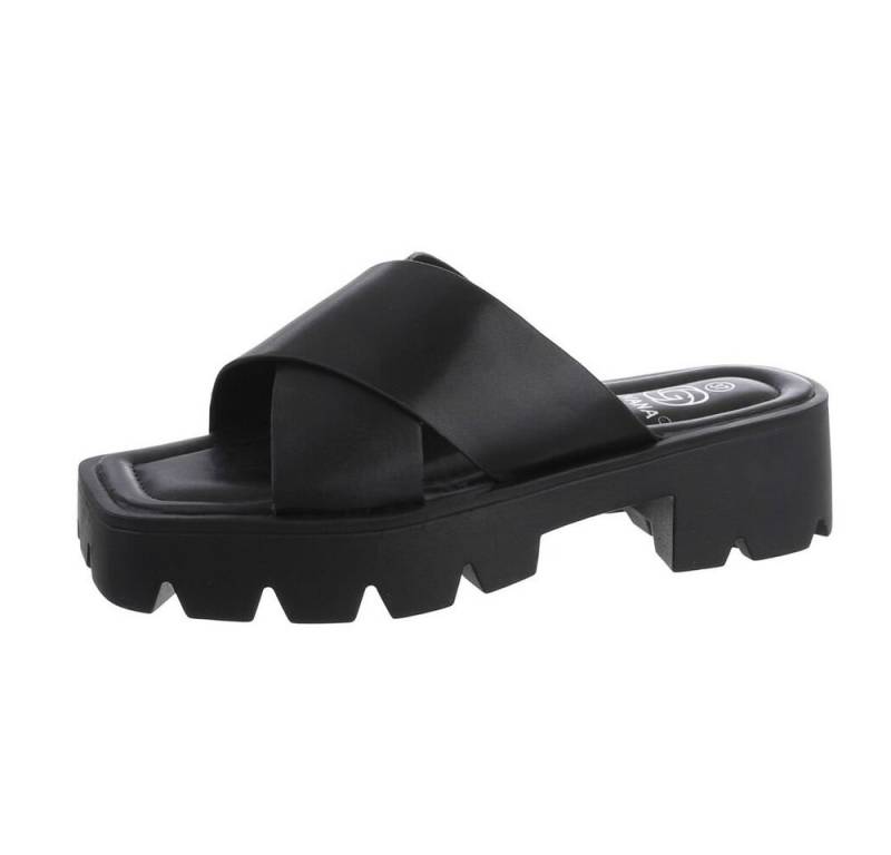 Ital-Design Damen Mules Freizeit Plateausandaletten (80111748) Blockabsatz Sandalen & Sandaletten in Schwarz von Ital-Design