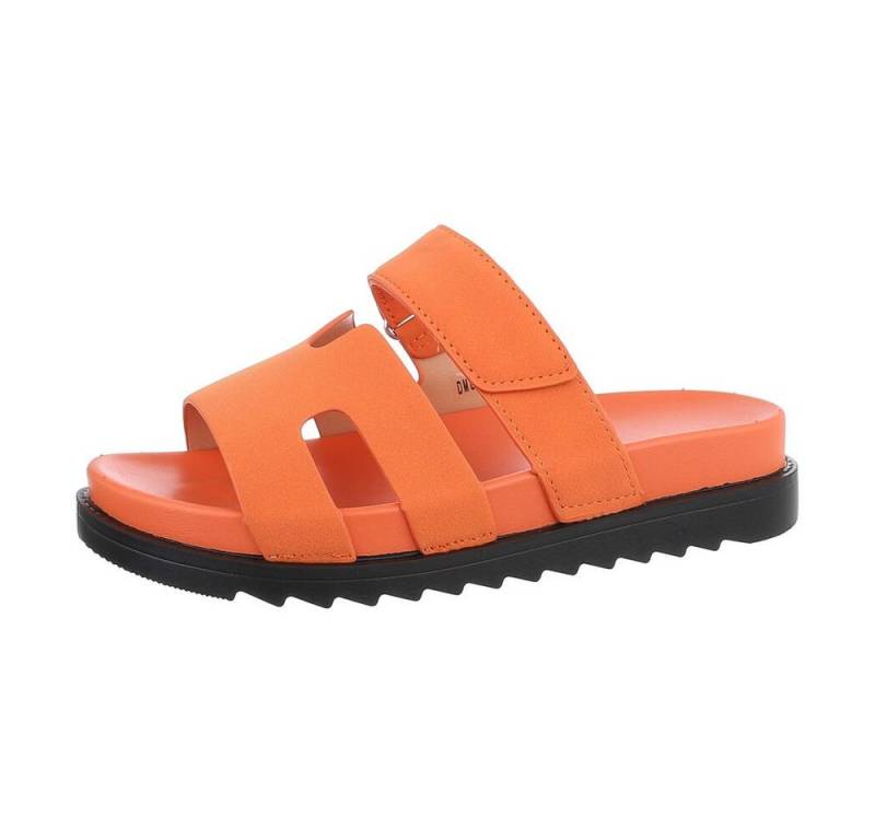 Ital-Design Damen Mules Freizeit Plateausandaletten (85697988) Flach Pantoletten in Orange von Ital-Design