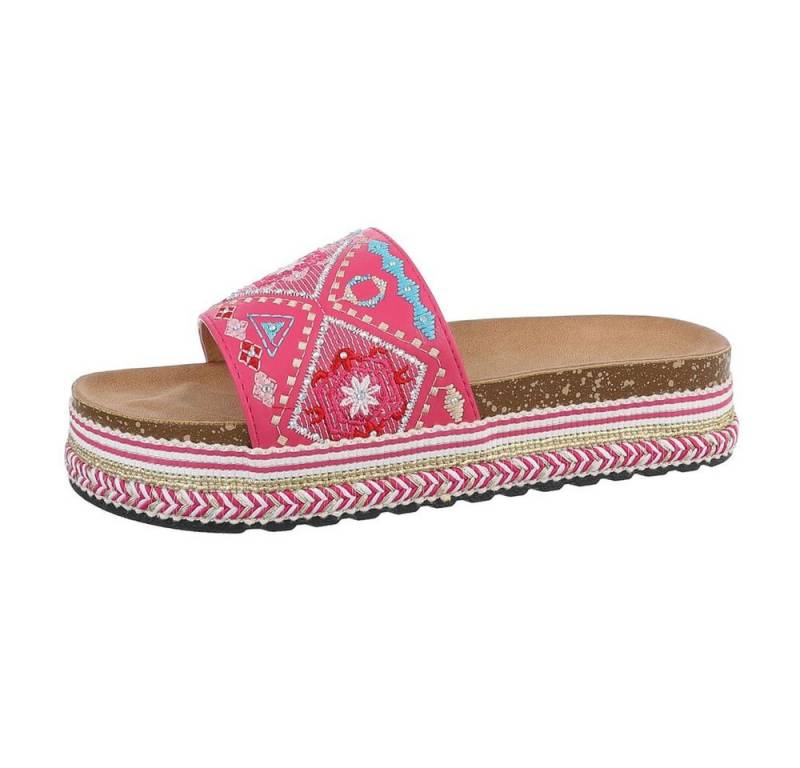 Ital-Design Damen Mules Freizeit Plateausandaletten (85698098) Flach Pantoletten in Pink von Ital-Design