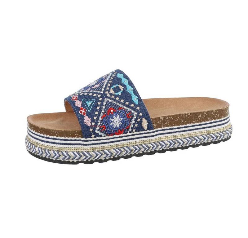 Ital-Design Damen Mules Freizeit Plateausandaletten (85698104) Flach Pantoletten in Blau von Ital-Design