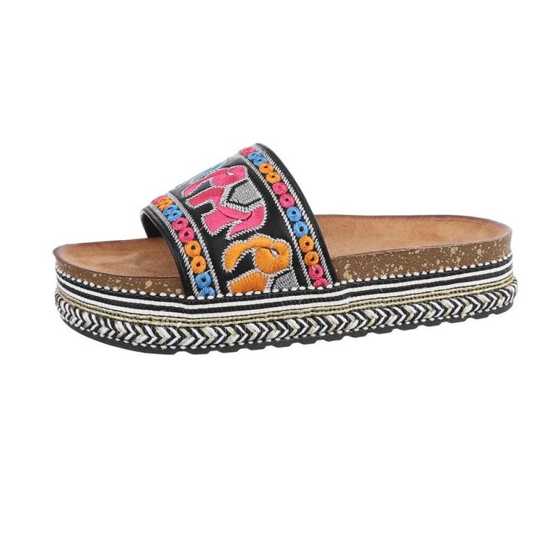 Ital-Design Damen Mules Freizeit Plateausandaletten (85698176) Flach Pantoletten in Schwarz von Ital-Design