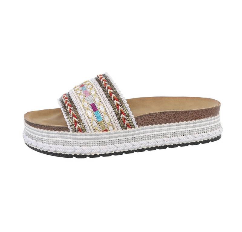 Ital-Design Damen Mules Freizeit Plateausandaletten (85960220) Flach Pantoletten in Weiß von Ital-Design