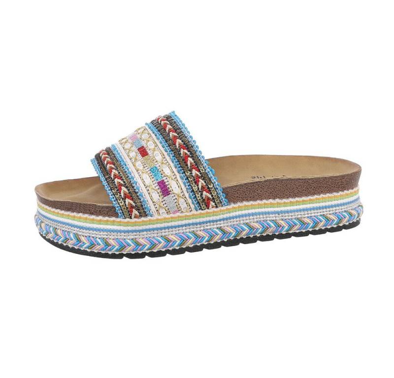 Ital-Design Damen Mules Freizeit Plateausandaletten (85960233) Flach Pantoletten in Blau von Ital-Design