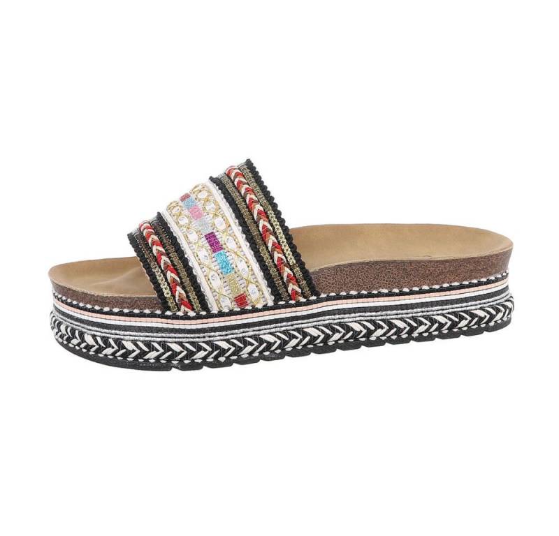 Ital-Design Damen Mules Freizeit Plateausandaletten (85960237) Flach Pantoletten in Schwarz von Ital-Design