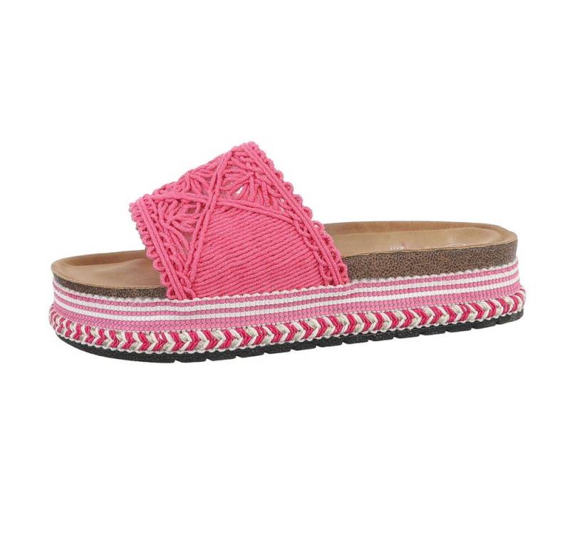 Ital-Design Damen Mules Freizeit Plateausandaletten (85960467) Flach Pantoletten in Pink von Ital-Design
