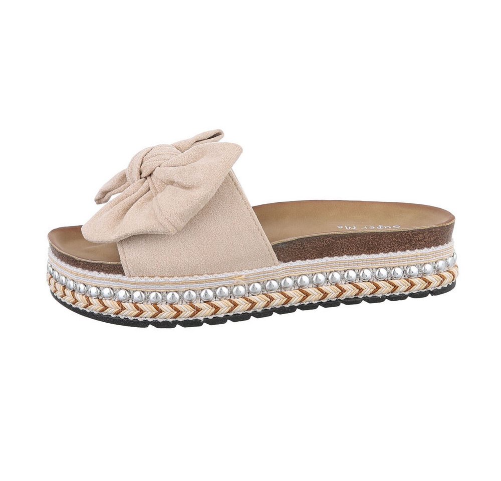 Ital-Design Damen Mules Freizeit Plateausandaletten (86017136) Flach Pantoletten in Beige von Ital-Design