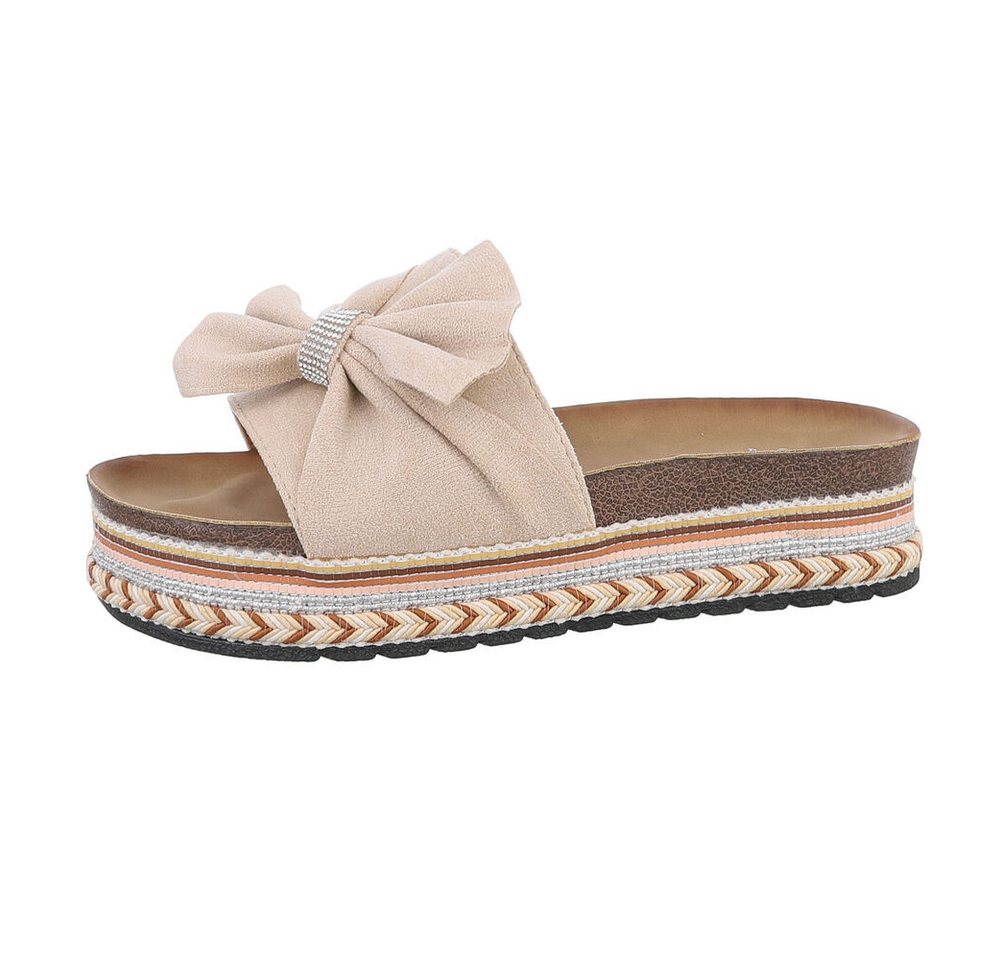 Ital-Design Damen Mules Freizeit Plateausandaletten (86017171) Flach Pantoletten in Beige von Ital-Design