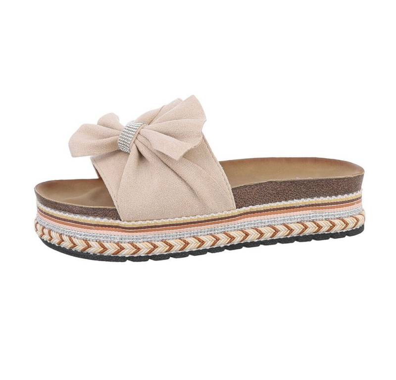 Ital-Design Damen Mules Freizeit Plateausandaletten (86017171) Flach Pantoletten in Beige von Ital-Design
