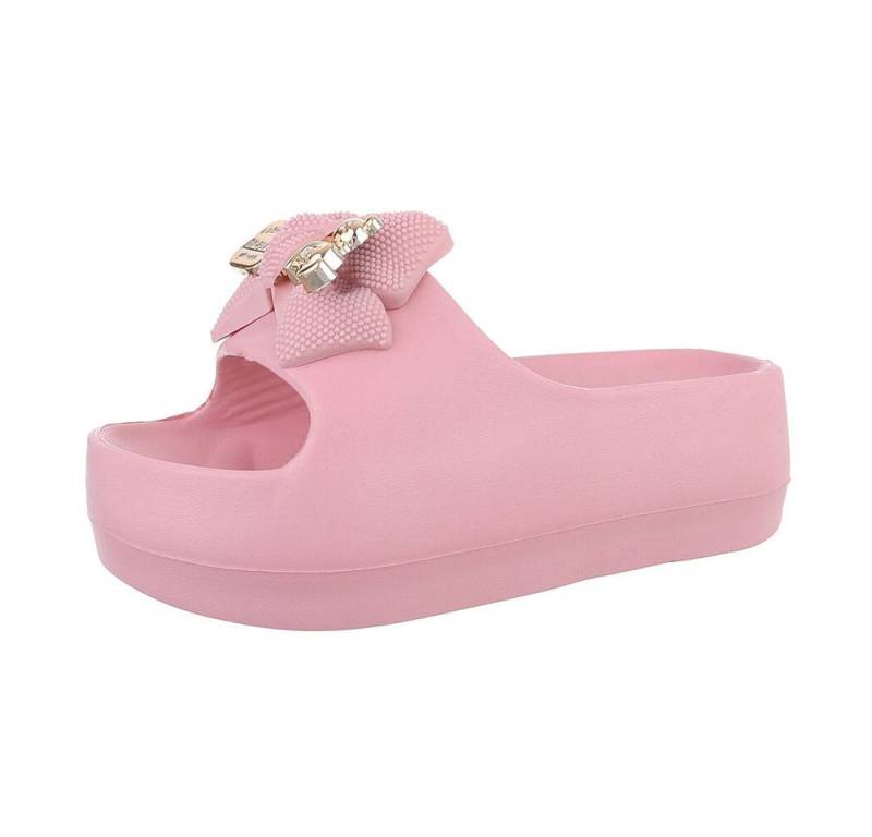 Ital-Design Damen Mules Freizeit Plateausandaletten (86527095) Flach Pantoletten in Rosa von Ital-Design