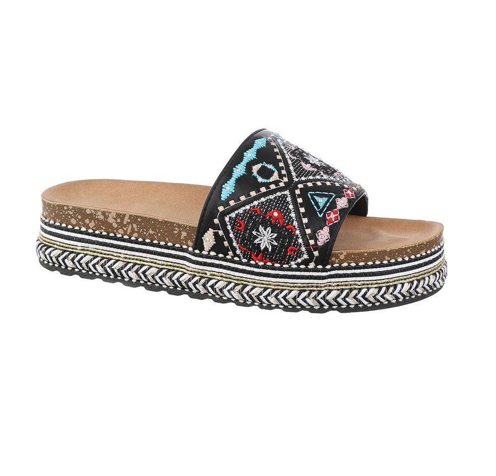 Ital-Design Damen Mules Freizeit Plateausandaletten (86594162) Flach Pantoletten in Schwarz von Ital-Design