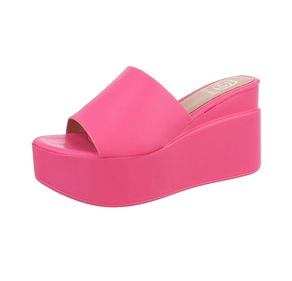 Ital-Design Damen Mules Freizeit Plateausandaletten (86704176) Keilabsatz/Wedge Keilsandaletten in Pink von Ital-Design