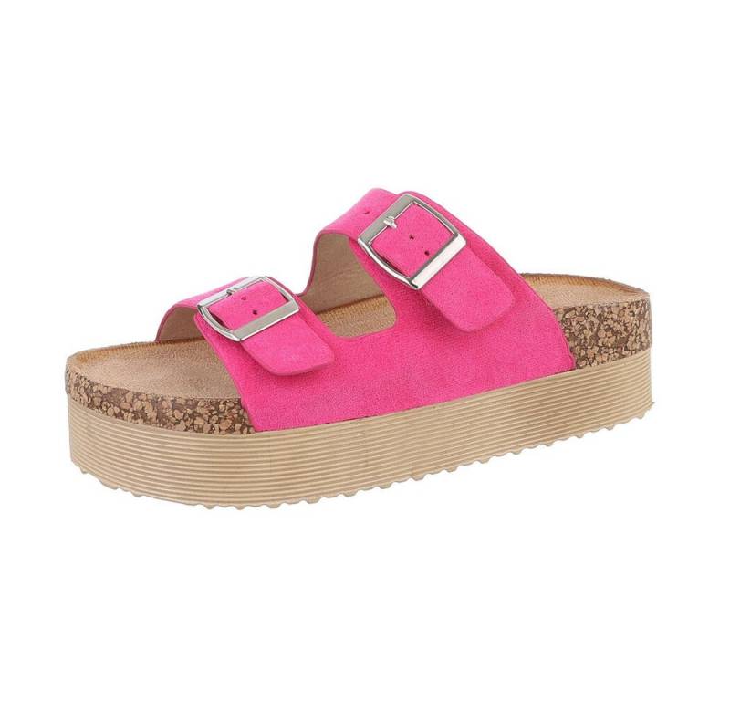 Ital-Design Damen Mules Freizeit Plateausandaletten (86706597) Flach Pantoletten in Pink von Ital-Design