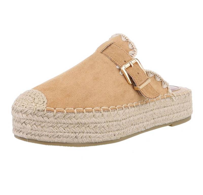 Ital-Design Damen Mules Freizeit Plateausandaletten (88930249) Flach Pantoletten in Camel von Ital-Design