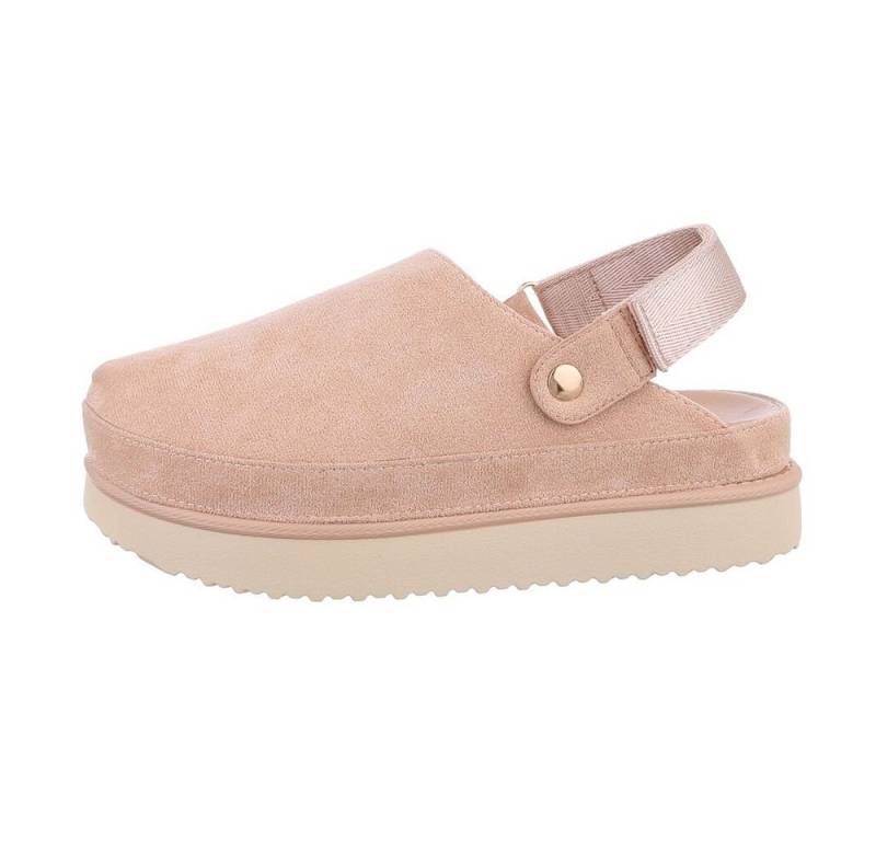 Ital-Design Komfortable Freizeit-Schuhe im modernen Design Plateausandaletten (85867664) Flach Pantoletten in Altrosa von Ital-Design