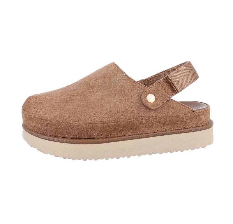 Ital-Design Komfortable Freizeit-Schuhe im modernen Design Plateausandaletten (85867672) Flach Pantoletten in Hellbraun von Ital-Design